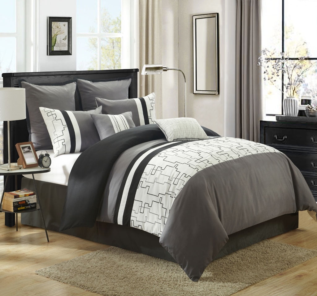 12 Piece Miami Gray White Bed In A Bag W 500tc Cotton Sheet Set 12 Piece Miami Gray White Bed In A Bag W 500tc Cotton Sheet Set Com
