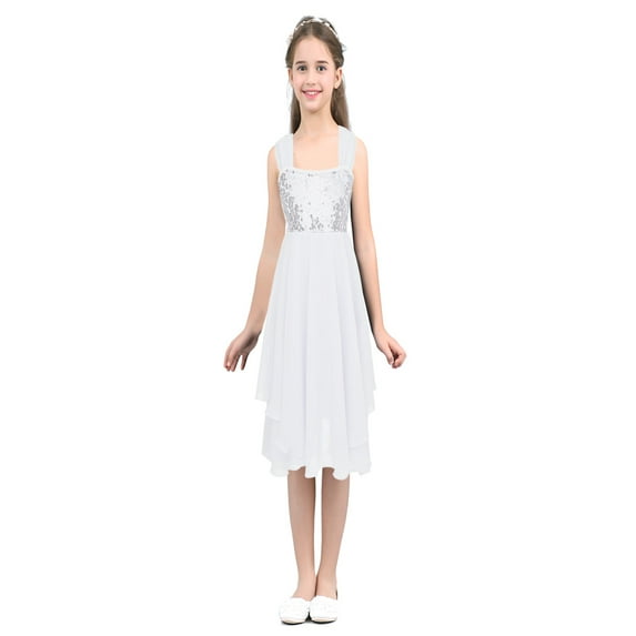 YONGHS Kids Girls Sequins Ballet Dance Gymnastics Leotard Dress Lyrical Dancewear 2-14