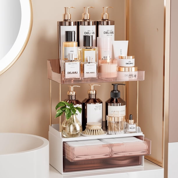 Organizadores y almacenamiento de baño Delamu de 2 niveles y 2 cajones