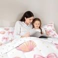 thumbnail image 4 of Erosebridal Teens Princess Ribbon Bowtie Twin Bedding Sets 7-Piece,Girls Sea Pink Starfish Seashell Bedding Comforter Set,Microfiber Bedroom Decor, 4 of 6