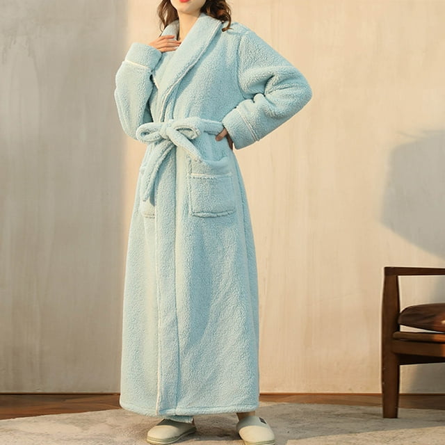 RXIRUCGD Robe de Chambre Longue Confortable à Col Épais pour Femmes (Vert Menthe, Taille : 3TG)