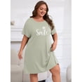 thumbnail image 3 of FEREMO Plus Size Nightgowns for Women Short Sleeve Sleepshirt Knee Length Sleepwear with Pockets, 3 of 5