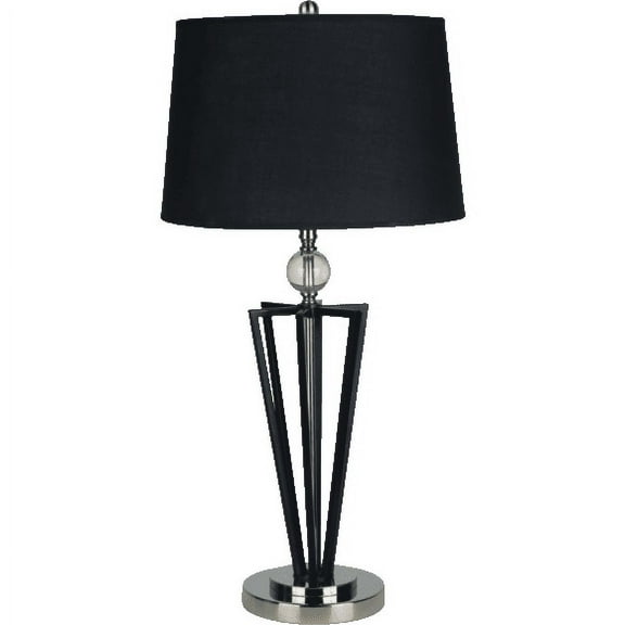 NEW Black Painted Base w/ Crystal & Black Fabric Shade 28" Table Lamp 31127