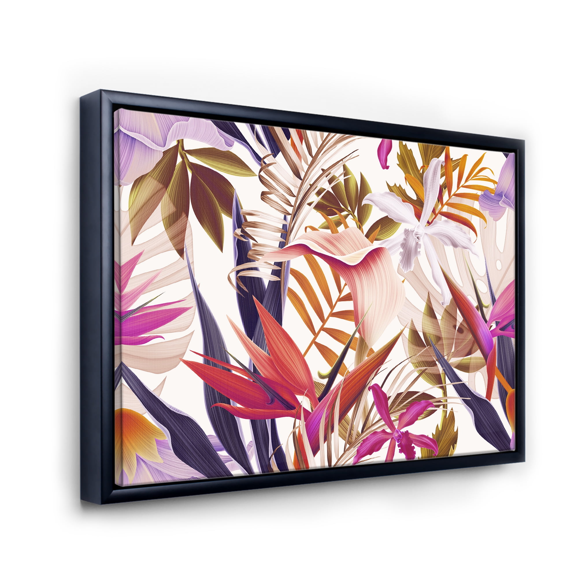 Designart 'VIntage Tropical Flowers III' Traditional Framed Canvas Wall Art Print