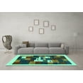 thumbnail image 3 of Ahgly Company Indoor Rectangle Abstract Turquoise Blue Contemporary Area Rugs, 4' x 6', 3 of 4
