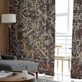 thumbnail image 4 of Sheer Curtains 96 inches Long, Vintage Boho Nostalgic Flower Buds Red Pattern Light Filtering Sheer Window Curtains Rod Pocket Voile Drapes for Bedroom Living Room, 52"W x 96"L 2 Panels, 4 of 7