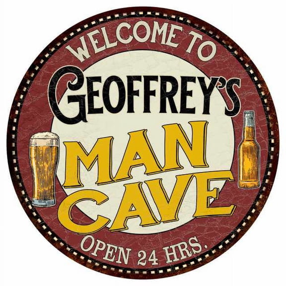 Geoffrey's Man Cave 14" Round Metal Sign Kitchen Bar Wall Decor 100140035469