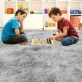 thumbnail image 5 of Kentaly Shaggy Area Rugs Carpet for Bedroom Living Room 4x6ft, Soft Fluffy Rug Plush for Indoor Home Dining Room, Anti-Skid Throw Rugs for Kids Room Decor（Light gray）, 5 of 10
