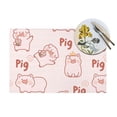 thumbnail image 4 of XMXY Woven Placemats Set of 6 PCS, Pink Cute Cartoon Pig Table Mats Washable Heat Resistant Placemats, 4 of 6