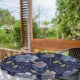 thumbnail image 2 of Ambesonne Retro Floral Fitted Round Tablecloth, Flowers Leaves Garden, 36"- 40" Diameter, Indigo and Mauve Taupe, 2 of 5