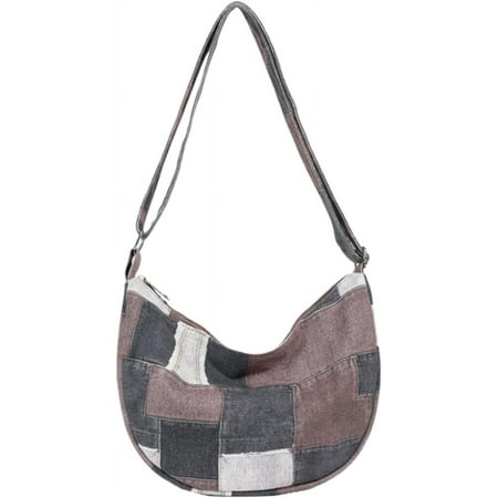 ShengRui Denim Shoulder Bag  Jean Purses for Women Denim Hobo Bag Y2K Patchwork Denim Tote Bag Handbags