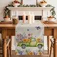thumbnail image 2 of Table Runner 70 Inches Long for Kitchen Dining, Spring Truck Floral Dresser Scarf Farmhouse, Dining Table Decorations for Wedding/Parties, Watercolor Garden Flowers Butterflies Beige 13 x 70 In, 2 of 8