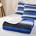thumbnail image 4 of Homewish Blue Horizontal Lines Quilt King,Geometric Abstract King Coverlet Set,3pcs, 4 of 7