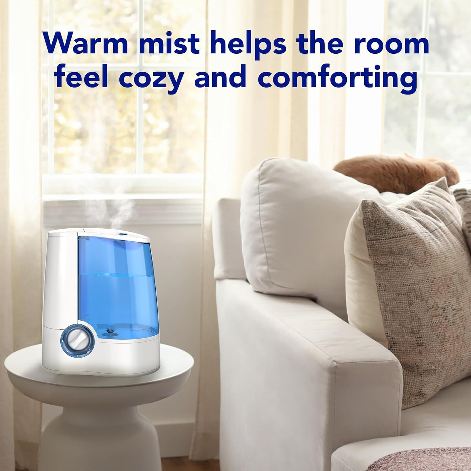 Warm Mist Humidifier - Air Humidifier for Bedroom, Home & Large Room, Baby, Kids and Adults Soothing Steam Vaporizer for Cough, Congestion, Allergies & Dry Air,