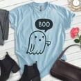 thumbnail image 2 of Boo Ghost T-shirt, Unisex Women's Men's Shirt, Cute Ghost Boo Halloween Spooky, Heather Light Blue, X-Small, 2 of 6