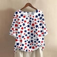 thumbnail image 2 of Women's 250th Anniversary USA Shirt Mid Sleeve Independence Day Top 4th of July Shirts America 250 Merchandise Loose Star Print Tee, 2 of 5