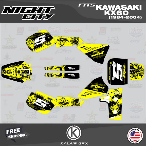 Kalair GFX Graphics Kit for Kawasaki KX60 (1984-2004) Nightcity Series