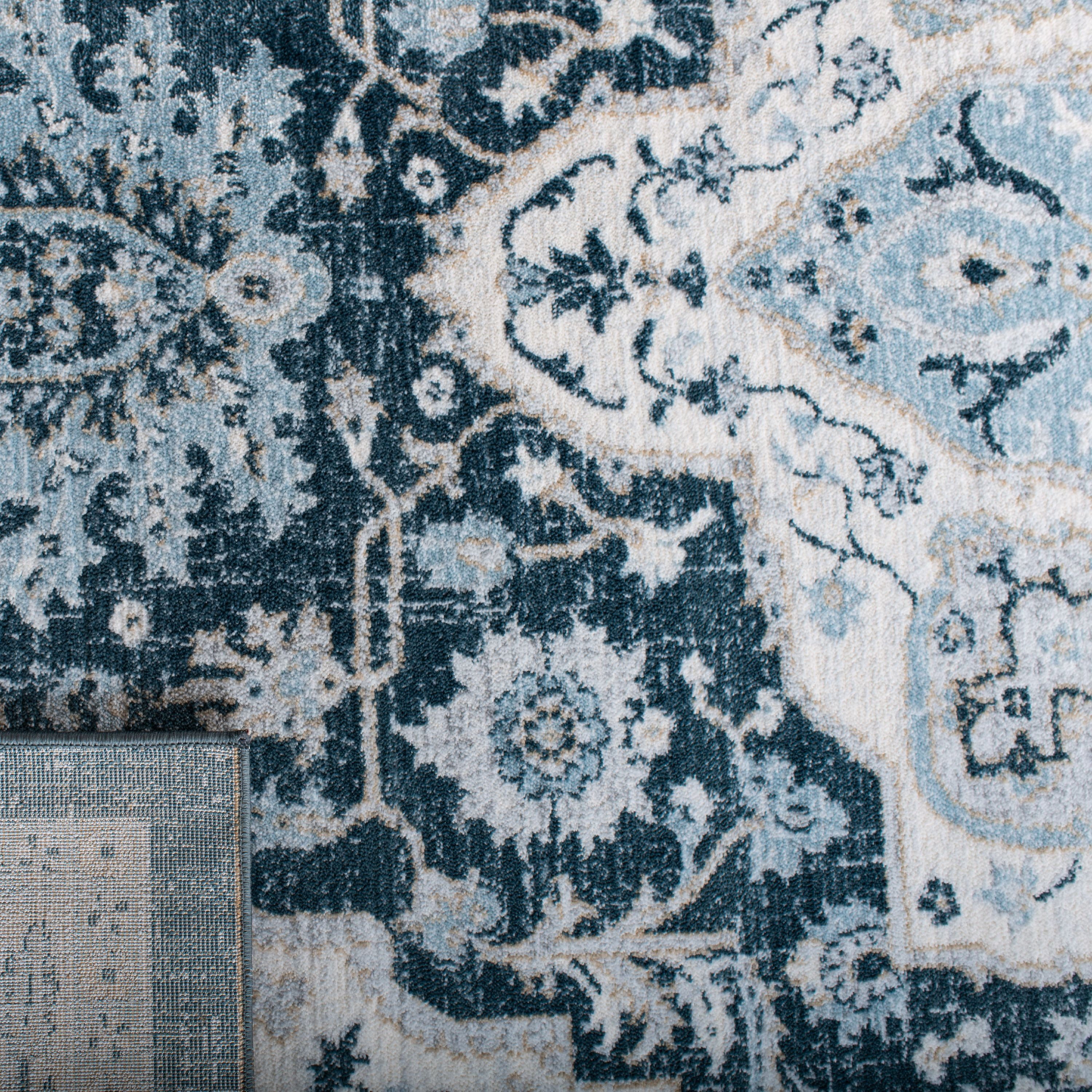 SAFAVIEH Isabella Patrick Floral Bordered Area Rug, Navy/Cream, 4' x 6'