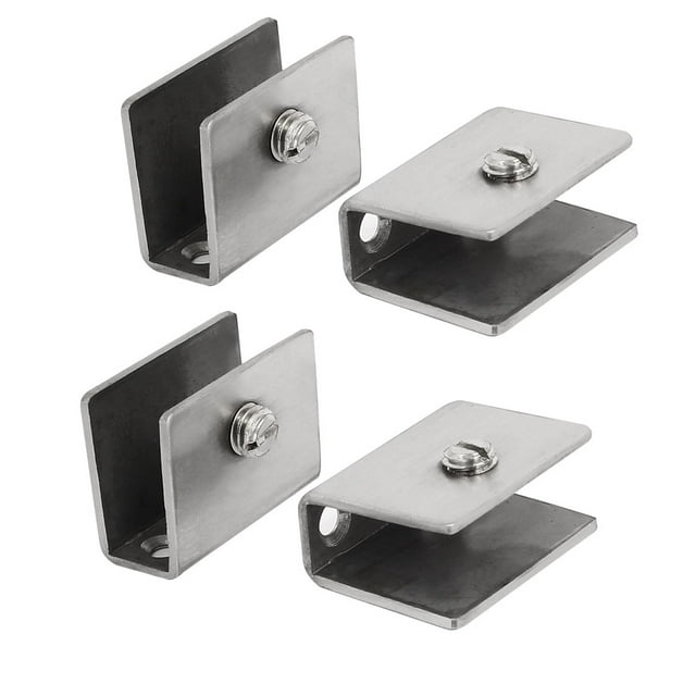 Unique Bargains 10mm-12mm Thick Stainless Steel Rectangle Shape Glass Shelf Clamp Clip 4pcs