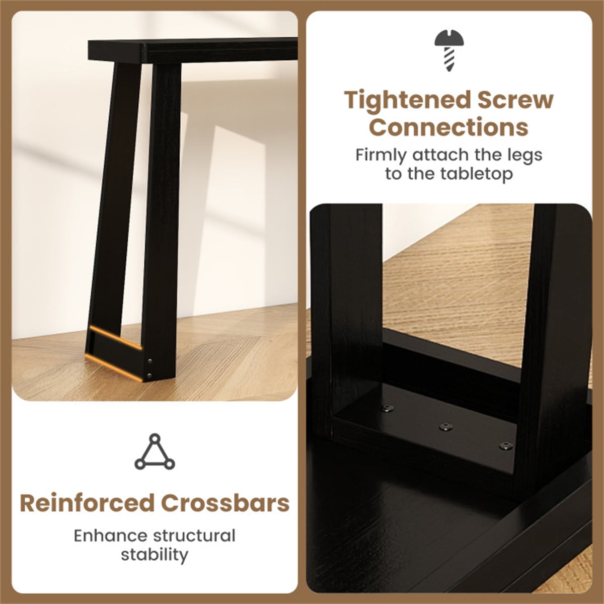 HiiKaa 43 in Farmhouse Console Table with Storage Shelf,Narrow Entryway Table for Living Room or Hallway,Black