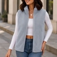 thumbnail image 5 of Karight Women's Fleece Vest Zip Up Stand Collar Sleeveless Lightweight Winter Warm Coat with Double-Sided Sherpa, 5 of 7