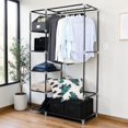 thumbnail image 2 of GZXS Portable Closet Wardrobe, 64" Clothing Organizer Storage Rack with Hanging Rod, Side Pockets and Non-Woven Fabric Cover, Easy Assembly, Dark Brown, 2 of 10