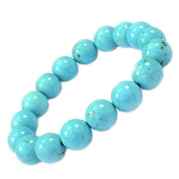 PURPLE WHALE 10mm Round Turquoise Stone Stretch Bracelet - Good for Healing and Protection - 91047