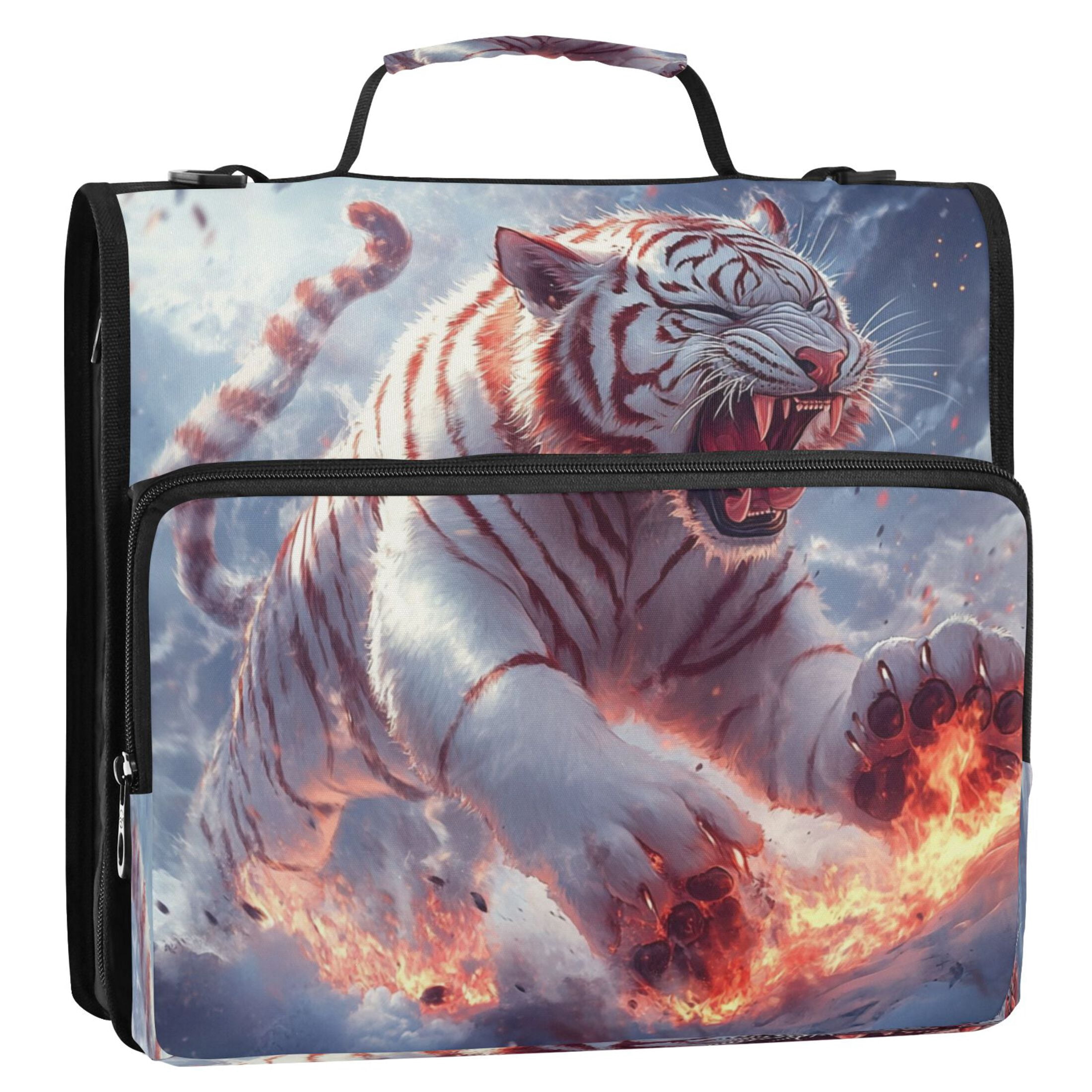 YAZAOO Zipper Binder trapper keeper Documents Organized Design Tiger's Fury Printed