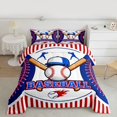 thumbnail image 2 of Homewish Kawaii Baseball Lover Queen Comforter Set for Boys, Blue Red Stripes Abstract Bedding Sets, Sports Theme Reversible Bedding Comforter Set, Breathable Home Decor, 3 Pieces, 2 of 8
