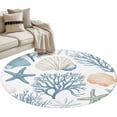 thumbnail image 2 of Blue Coastal Round Area Rug 4 FT, Non Slip Indoor Outdoor Rug, Nautical Coral Beach Starfish Washable Soft Circular Carpet Non-Shedding Floor Mat for Coffee Table Nursery Foyer Balcony, 2 of 8
