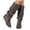 Gray, variant on Women Slouchy Knee High Boots Hidden Wedge Round Toe Pull on Soft Leather Booties for Casual Fall Gray Size 5.5