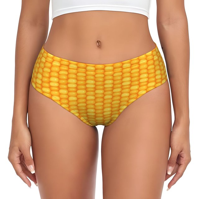 Balery Corn Kernels Ropa Interior de Algodón para Mujer con Dibujo – Braguitas Cómodas y Elásticas, Estilo Clásico-Medium