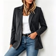 thumbnail image 4 of Womens Faux Suede Blazer Business Casual One Button Slim Suit Jackets Lapel Collar Solid Color Trendy Outfits Dark Gray XL, 4 of 9