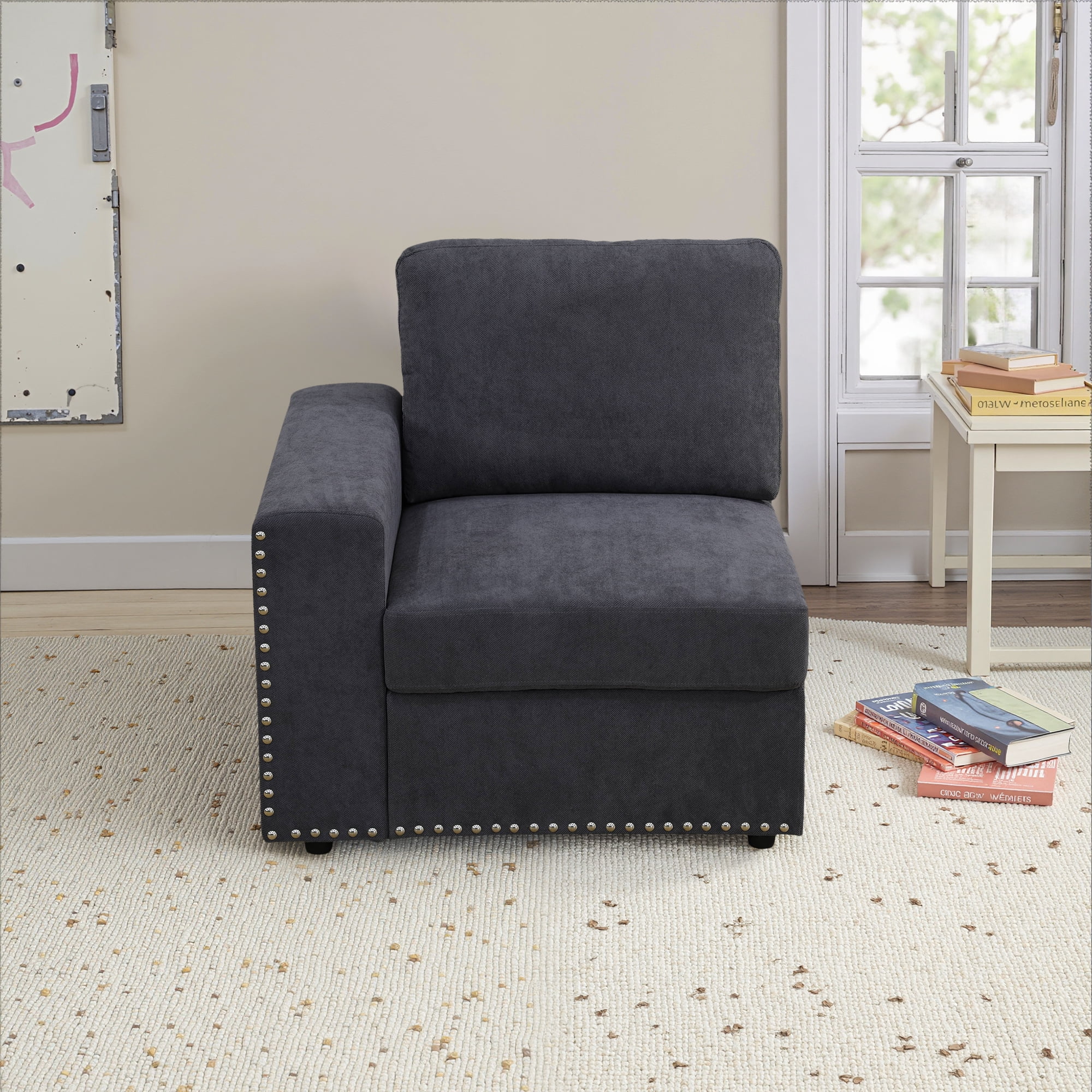 MAYEERTY Dark Gray Corduroy Fabric Living Room Sofa Set