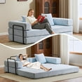 thumbnail image 5 of Miniyam 4 in 1 Convertible Floor Sofa Bed, Chenille Floor Couch with Armrest, Pillow for Living Room, Sky Blue, 5 of 8