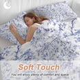 thumbnail image 4 of 3 Piece Blue Botanical Duvet Cover Set California King,Microfiber Comforter/Quilt Cover with Corner Ties and 2 Pillowcases,Elegant Watercolor Botanical Birds All Season Bedding with Zipper Closure, 4 of 8