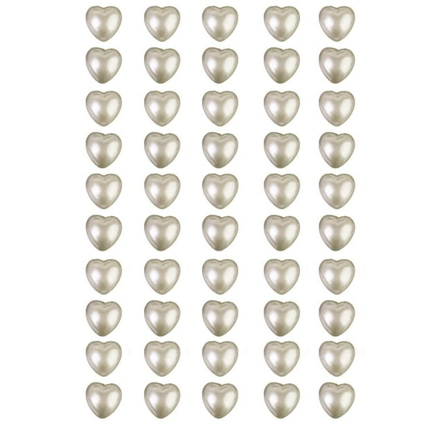 50 AUTOADHESIVOS CON ESPALDA PLANA MARFIL PERLA CORAZON DECORACION ARTESANÍA DE BODA 9MM Yotijar Perlas de imitación