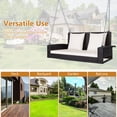 thumbnail image 6 of Topbuy Outdoor Wicker Porch Swing Bench 2-Person Patio Rattan Swing Chair W/ Soft Cushions White, 6 of 8