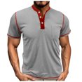thumbnail image 2 of Antinious Mens Summer Beach Shirt,Workout Tops Men,Mens Short Sleeve Shirts Button up Casual Fashion Half Round Neck,Gray,S, 2 of 4