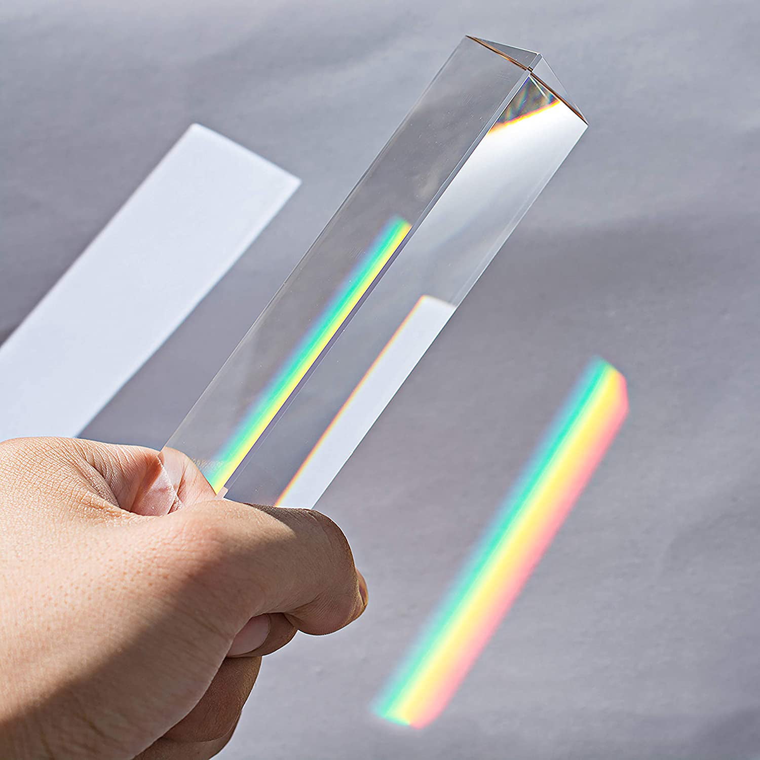 LINYY Optical Glass Triangular Prism 6 Inches Crystal Rainbow Maker for Photography Science Experiments Physics Teaching Light Spectrum 