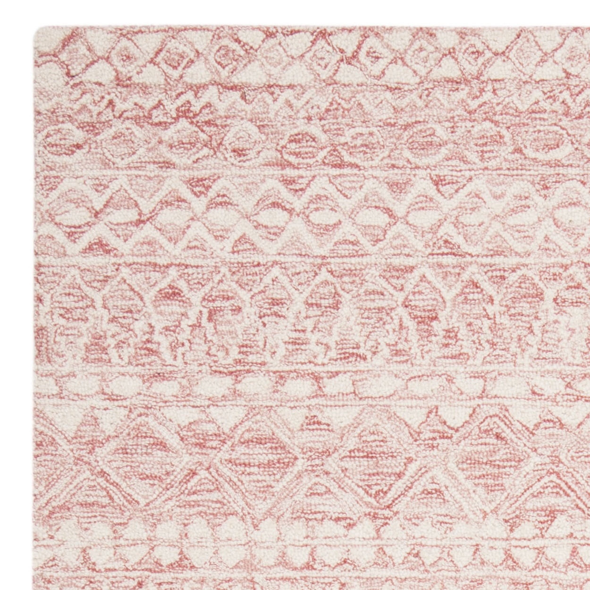 SAFAVIEH Micro-Loop Daithi Geometric Aztec Wool Area Rug, Pink/Ivory, 5' x 8'