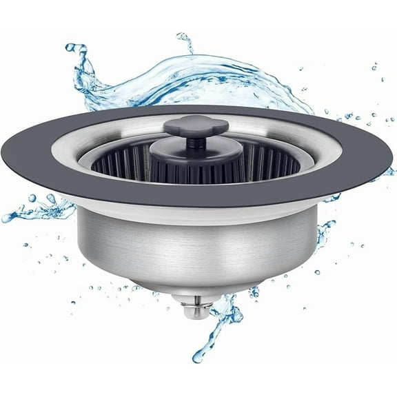 Semour Upgraded 3 in 1 Kitchen Sink Drain Strainer Stopper 304 Stainless Steel Pop Up Kitchen Sink Stopper Anti-Clogging Kitchen Sink Strainer Basket Filter for US Standard 3-1/2 Inch Drain