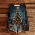 thumbnail image 2 of Enjoytime Christmas Women Sweaters Printed Round Neck Knitted Long Sleeve Blouse Fall Winter Fashion Pullover Tops Blue XL, 2 of 4