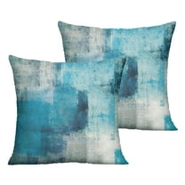 Outdoor Throw Pillow Covers 16x16 Inch Waterproof Spring Summer Turquoise and Grey Abstract Art Painting Outdoor Pillow Covers for Patio Funiture Garden Couch