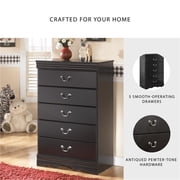 Ashley Furniture Huey Vineyards 5 Drawer Wood Chest in Black