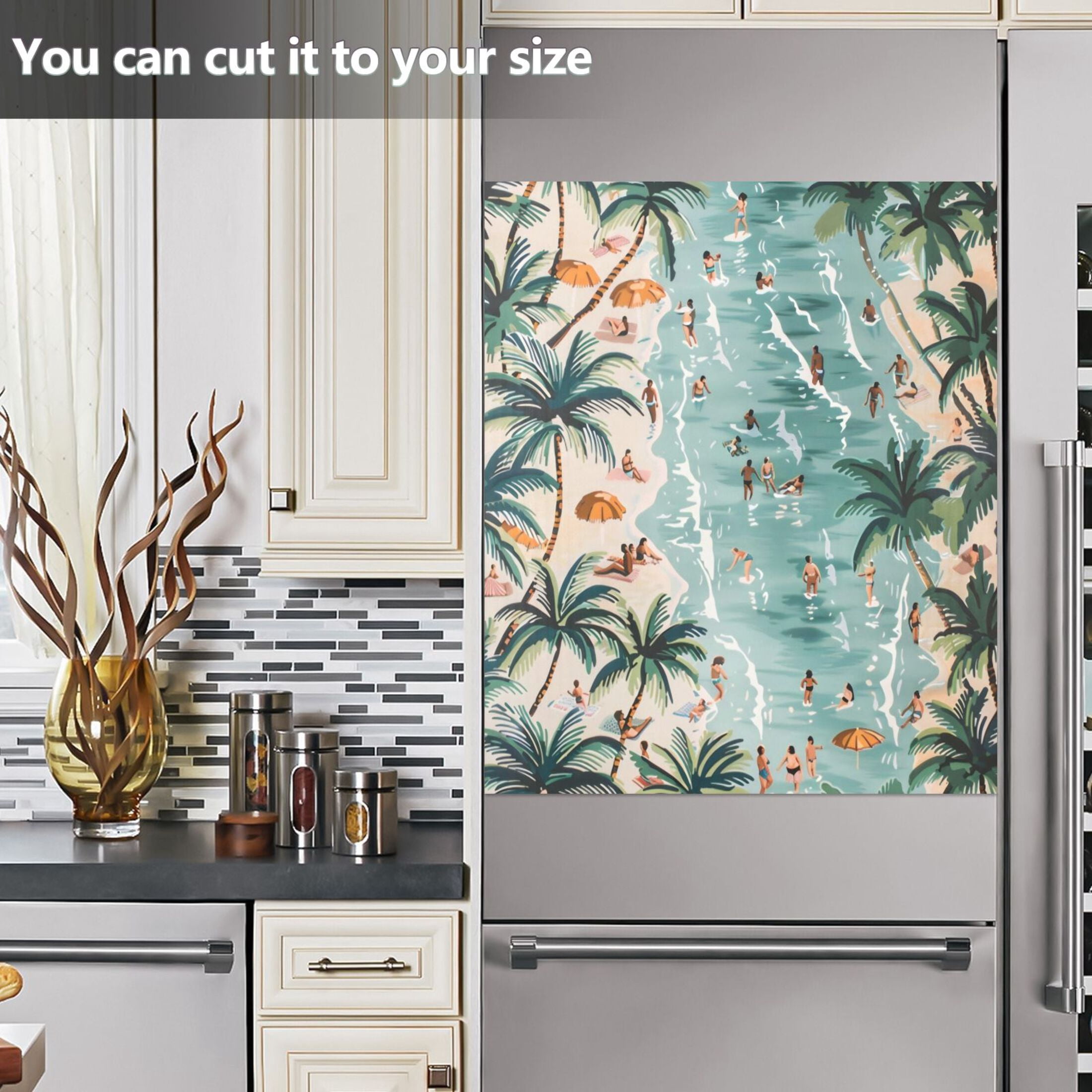 Dishwasher Magnetic Sticker 23x26 Inch Refrigerator Magnetic Sticker Washing Machine Magnetic Sticker Kitchen Panel Magnetic Sticker Home Decor Beach Swimming