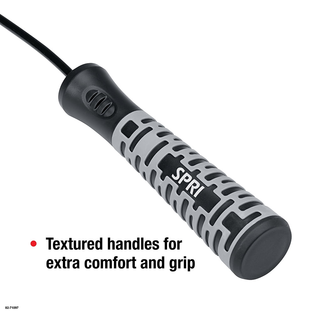 SPRI Sure-Grip Textured Adjustable Speed Rope, Black