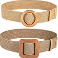 thumbnail image 2 of Zhengup Women's 2 Buckle Elastic Straw Belts Boho Waist Belt, 2 of 4