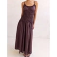 thumbnail image 2 of Chocolate Womens Ruffle Trim Spaghetti Strap Maxi Dress, Smocked Shirred Waist Flowy A-Line Sundress, 2 of 8