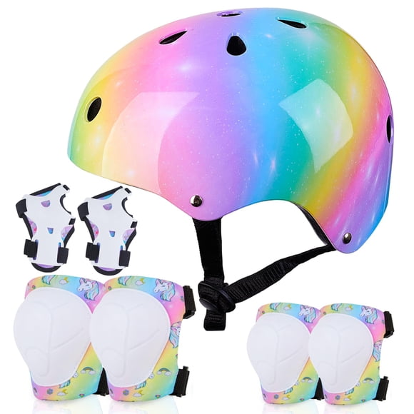 Set de equipo de protección FIODAY para casco infantil, rodilleras, unicornio